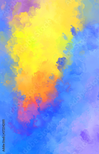 Abstract background of colorful brush strokes. Brushed vibrant wallpaper. Painted artistic creation. Unique and creative illustration.