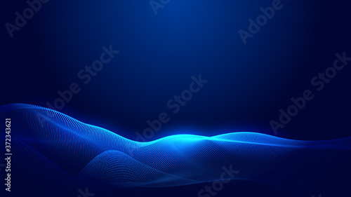 Dot blue wave light screen gradient texture background. Abstract  technology big data digital background. 3d rendering.