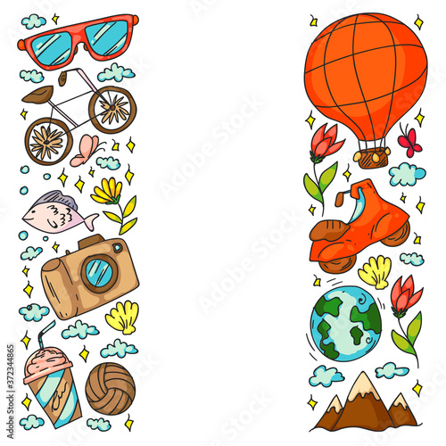 Travel and tourism icons. Traveling pattern
