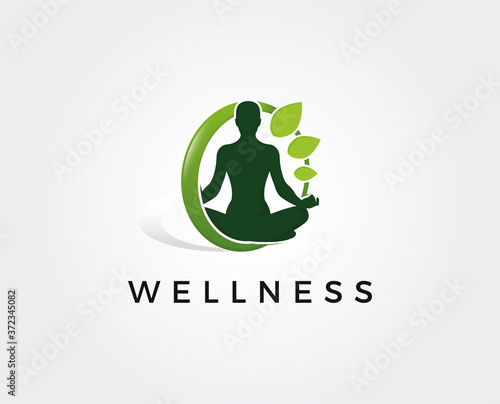 minimal wellness logo template - vector illustration