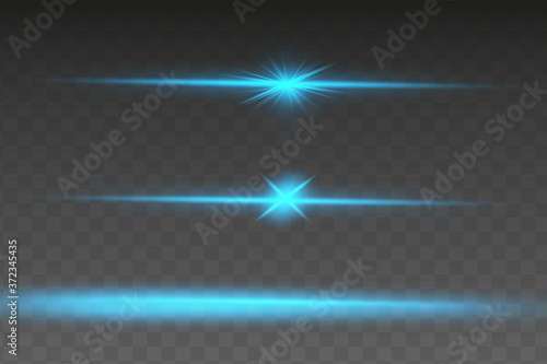 Abstract blue laser beam. Transparent isolated on black background. Vector illustration.the lighting effect.floodlight directional