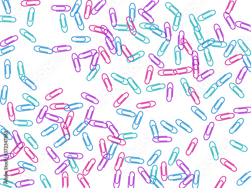 Stationary paperclips isolated on white background