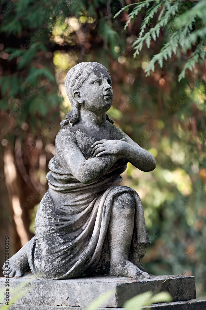 Old female sculpture in Lviv, Ukraine