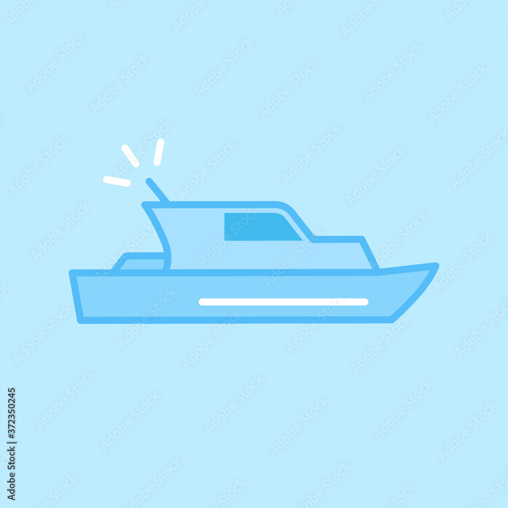 Yacht Boat Blue Vector Icon Background