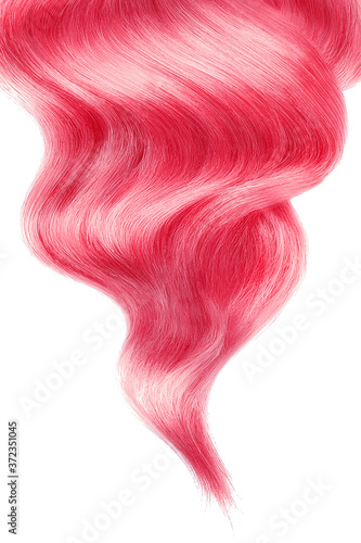 Pink shiny hair on white background, isolated