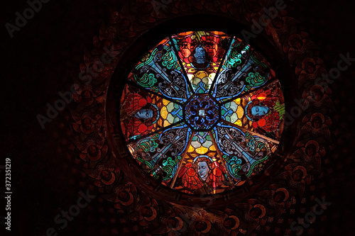 Ceiling stained glass in Armenian Cathedral of the Assumption of Mary in Lviv, Ukraine