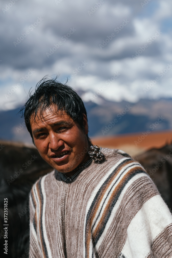 Peruvian man in the Andes mountains Peruvian man in the Andes mountains