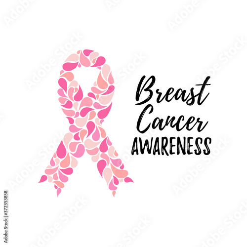 Breast cancer pink ribbon awareness month vector grsphic illustration