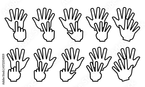 手指アイコン 数字(6~10) © 無印かげひと