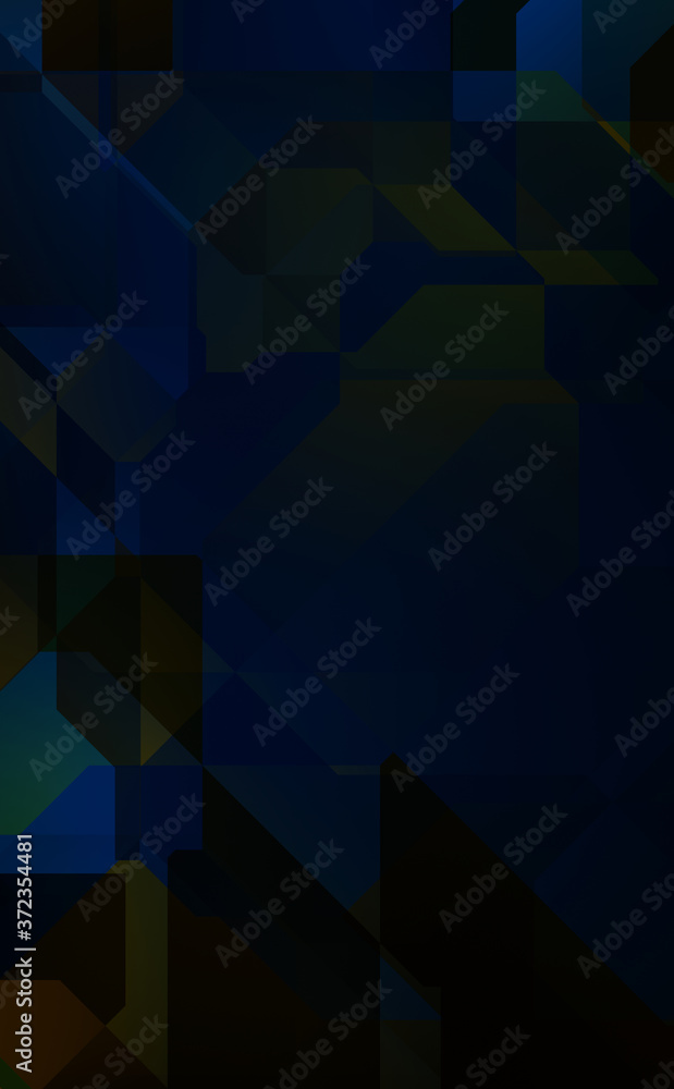 Obraz premium Layers of colorful and vibrant geometrical shapes. Digital illustration of a tech layout. Futuristic design template.