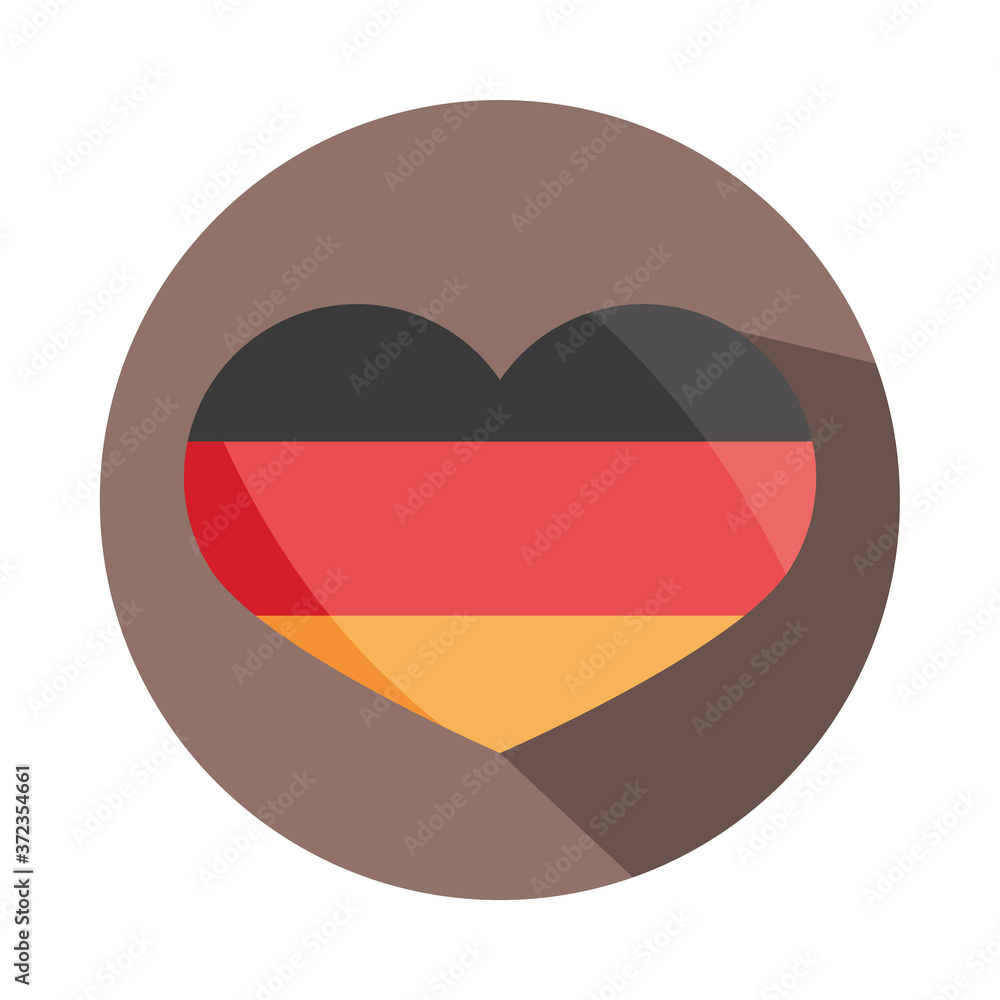 Naklejka premium oktoberfest beer festival, german flag shaped heart celebration german traditional block and flat icon