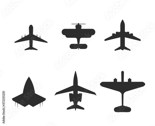 Plane symbol airplane icon set air aircraft sign flight transport collection vector illustration