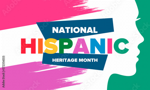 National Hispanic Heritage Month in September and October. Hispanic and Latino Americans culture. Celebrate annual in United States. Poster, card, banner and background. Vector illustration