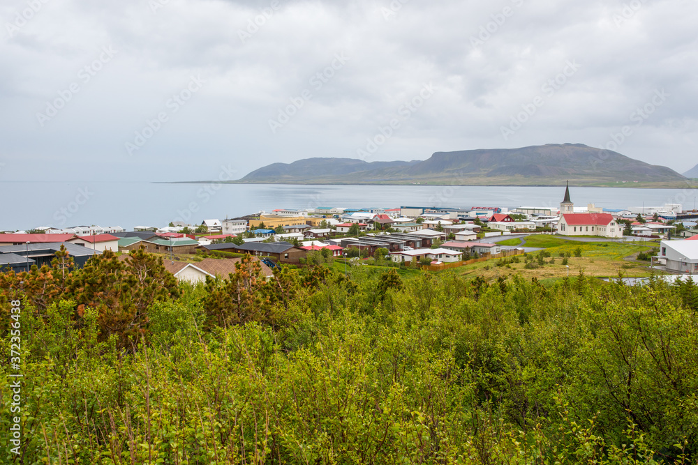 Fototapeta premium View over town of Grundafjordur in Snaefellsnes peninsula in Iceland