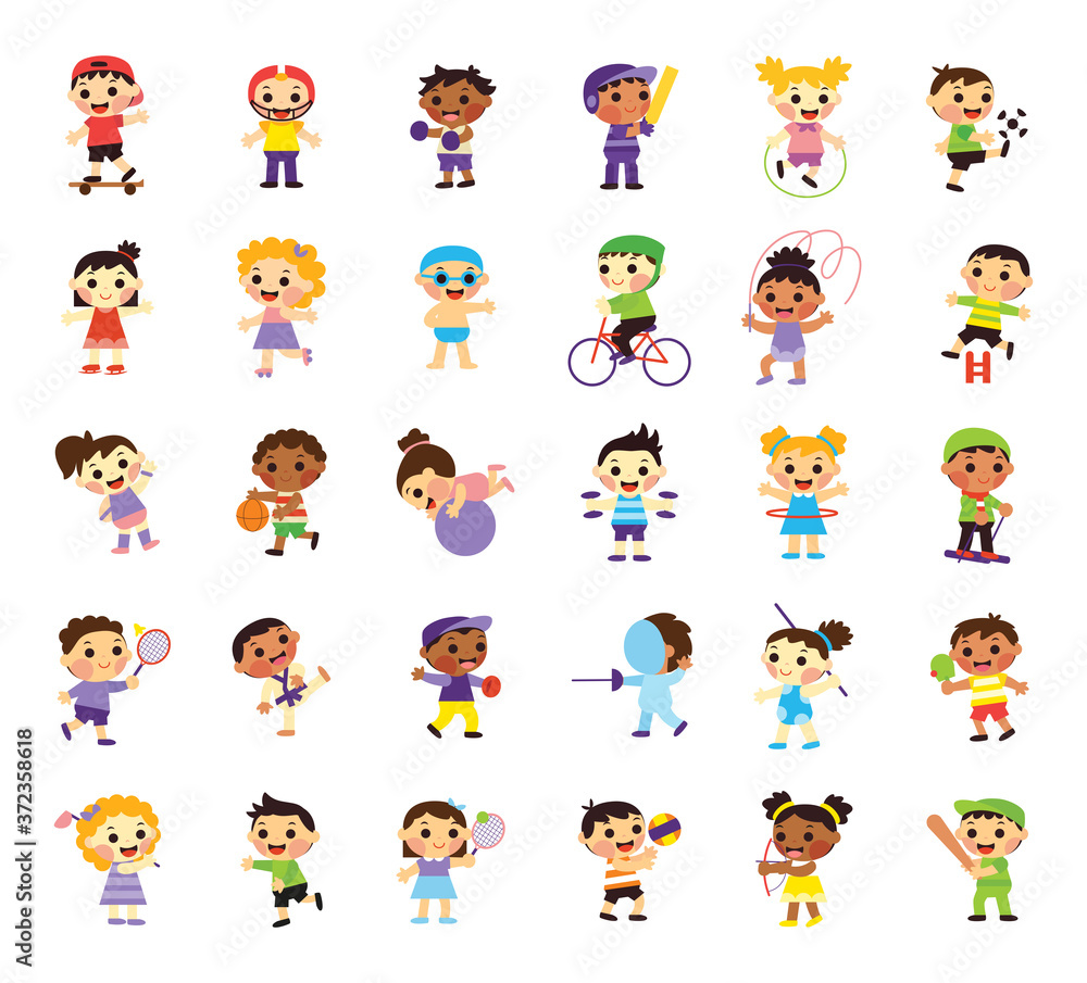 Children doing sports and playing - Vector illustration Children doing sports and playing - Vector illustration