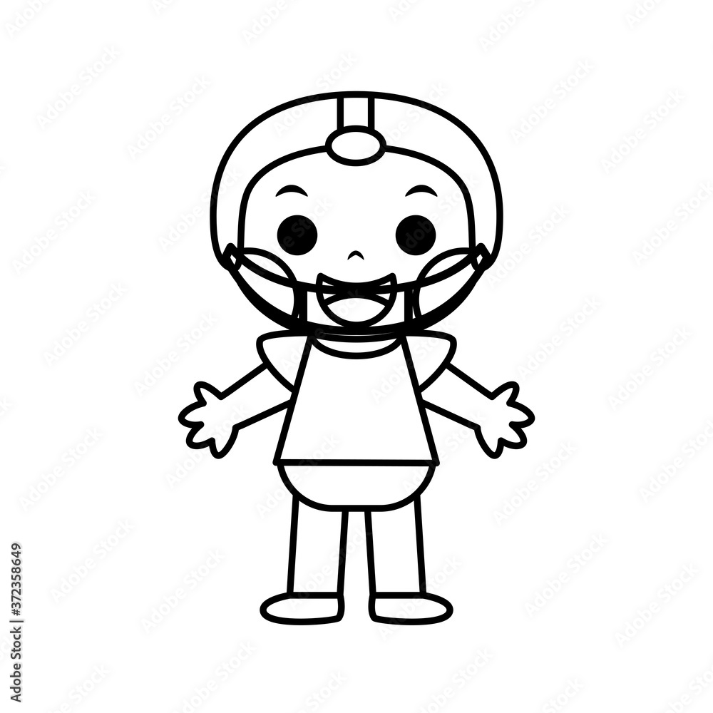 Boy with a baseball helmet - Vector illustration Boy with a baseball helmet - Vector illustration