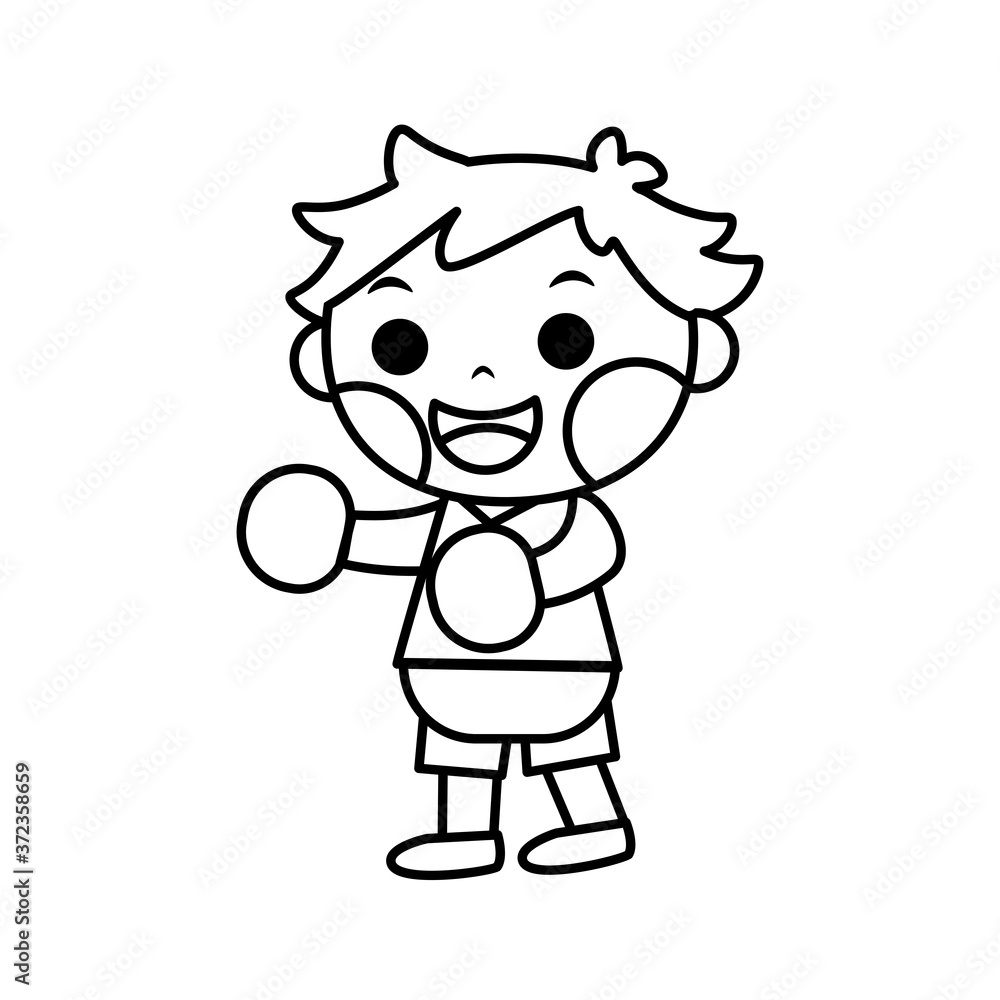 Isolated boy with boxing gloves - Vector illustration Isolated boy with boxing gloves - Vector illustration