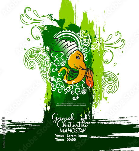 illustration of Lord Ganpati background for festival of Ganesh Chaturthi with message Shri Ganeshaye Namah ( Prayer to Lord Ganesha)