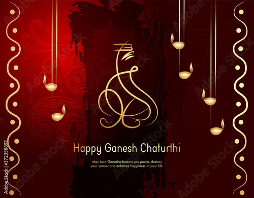illustration of Lord Ganpati background for festival of Ganesh Chaturthi with message Shri Ganeshaye Namah ( Prayer to Lord Ganesha)