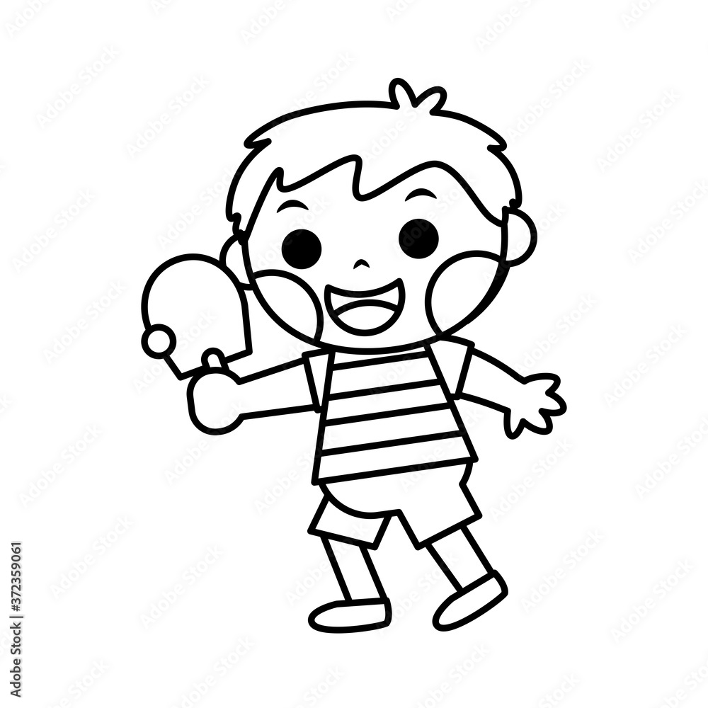 Isolated boy playing ping pong. Sports icon - Vector Isolated boy playing ping pong. Sports icon - Vector