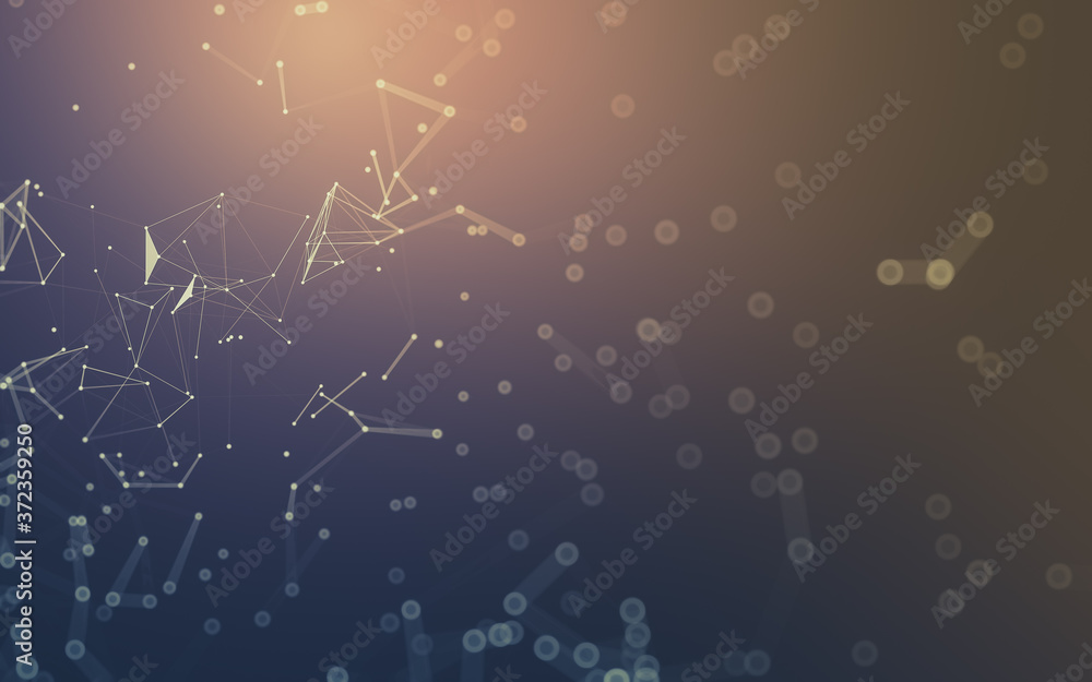 Fototapeta premium Abstract background. Molecules technology with polygonal shapes, connecting dots and lines. Connection structure. Big data visualization.