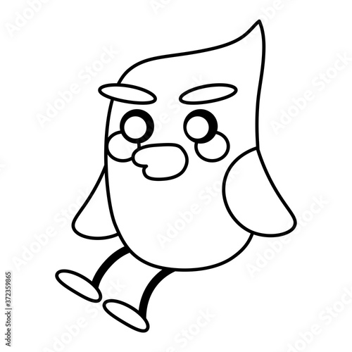 Happy bird comic cartoon. Ouline of a bird - Vector illustration