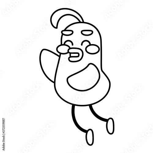 Happy bird comic cartoon. Ouline of a bird - Vector illustration