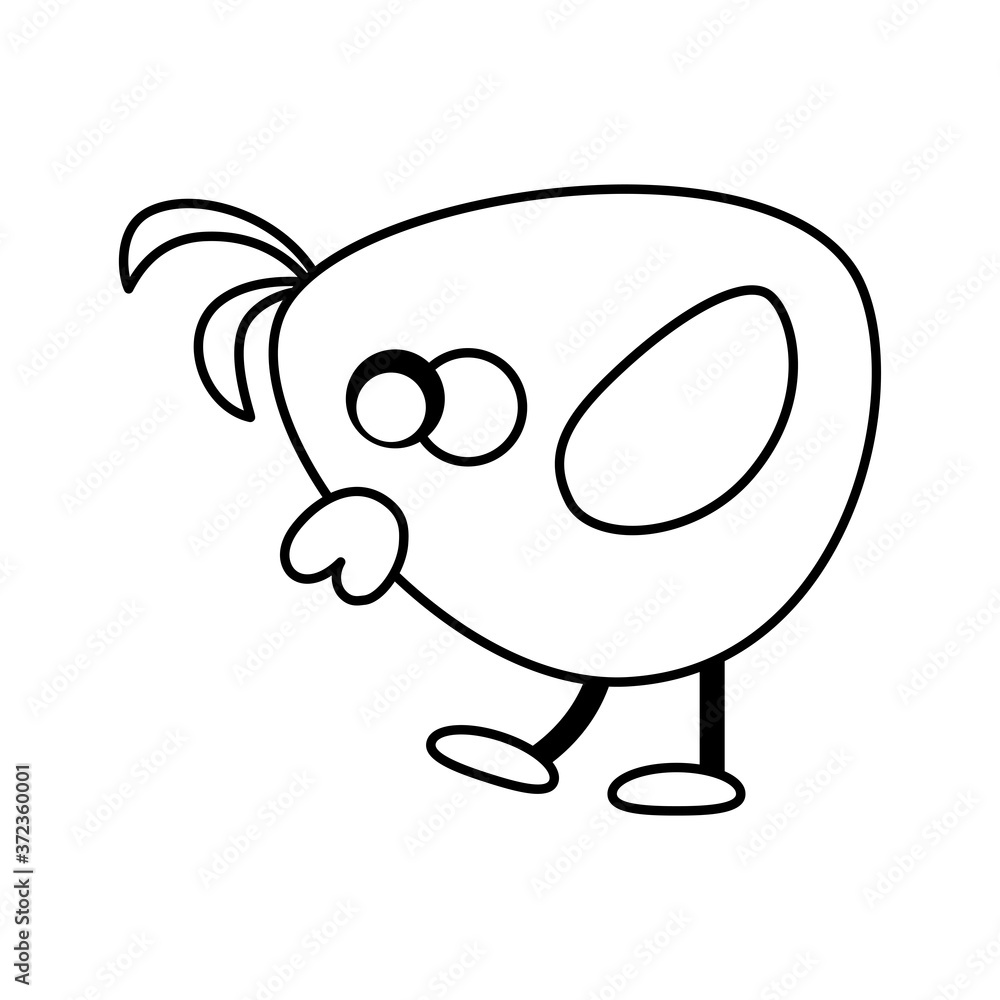 Obraz premium Happy bird comic cartoon. Ouline of a bird - Vector illustration