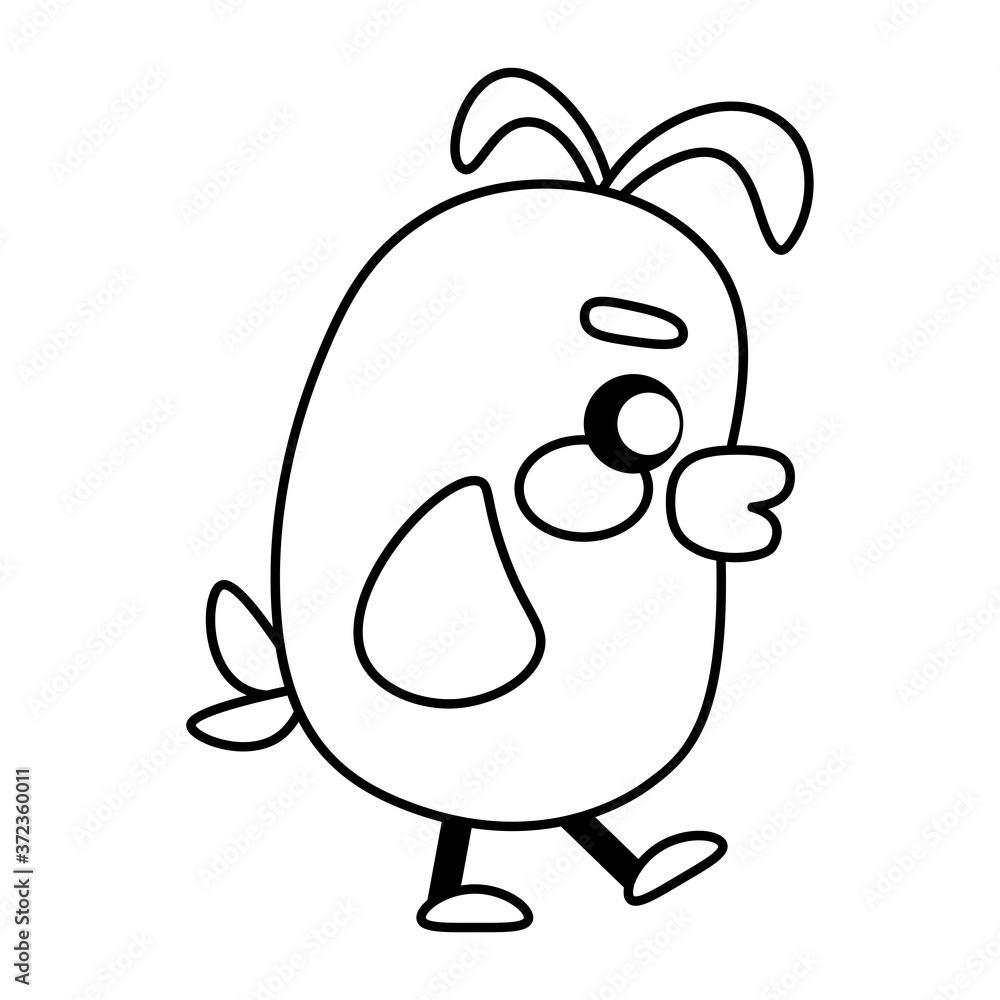 Happy bird comic cartoon. Ouline of a bird - Vector illustration Happy bird comic cartoon. Ouline of a bird - Vector illustration