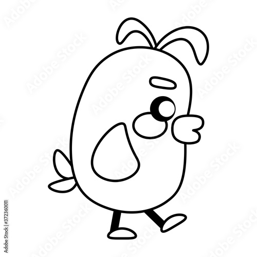 Happy bird comic cartoon. Ouline of a bird - Vector illustration