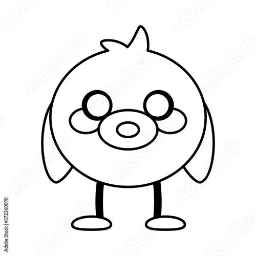Happy bird comic cartoon. Ouline of a bird - Vector illustration