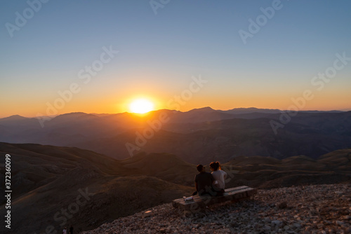Statues on top of the Nemrut Mountain in Adiyaman  Turkey. To watch the sun set and rise.