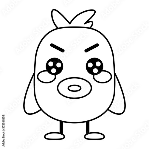 Happy bird comic cartoon. Ouline of a bird - Vector illustration