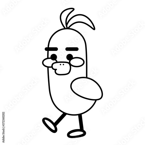 Happy bird comic cartoon. Ouline of a bird - Vector illustration