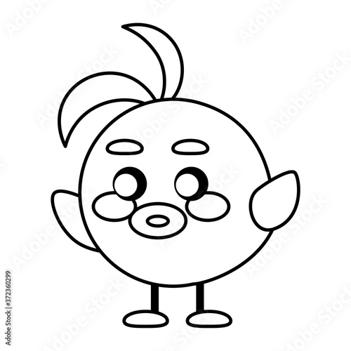 Happy bird comic cartoon. Ouline of a bird - Vector illustration