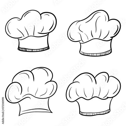 Chef and cook hats icon set,  simple and trendy Hand Drawn Sketching style Vector illustration
