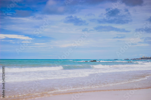 Summer beach background. Sand, sea and blue sky. ocean