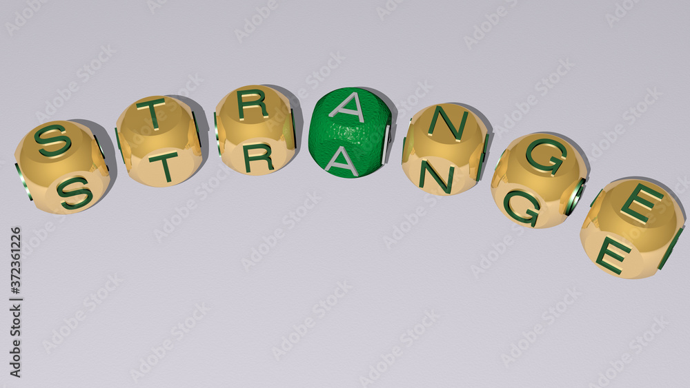 strange text of dice letters with curvature, 3D illustration for background and abstract strange text of dice letters with curvature, 3D illustration for background and abstract