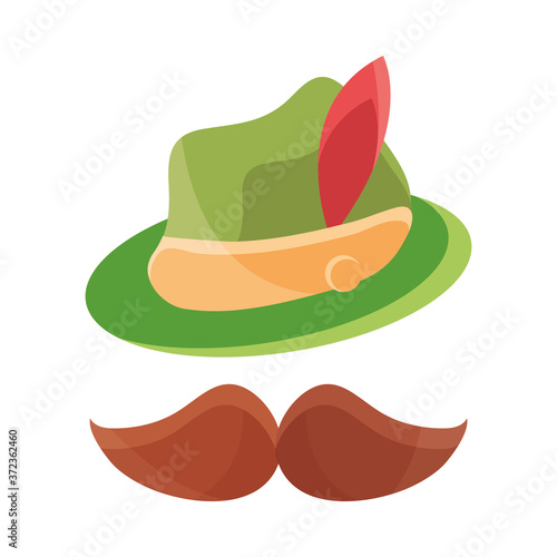 oktoberfest beer festival, hat and mustache german traditional design
