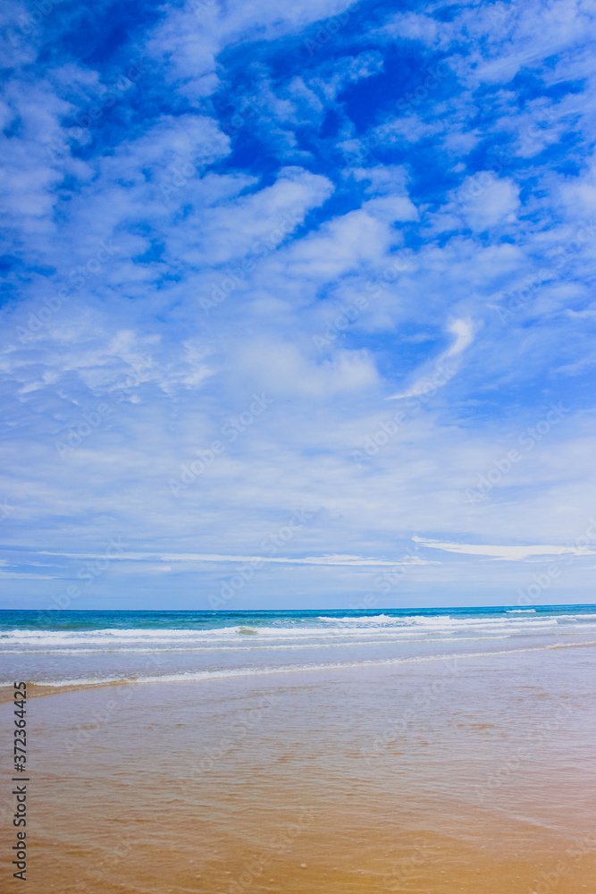 Summer beach background. Sand, sea and blue sky. ocean