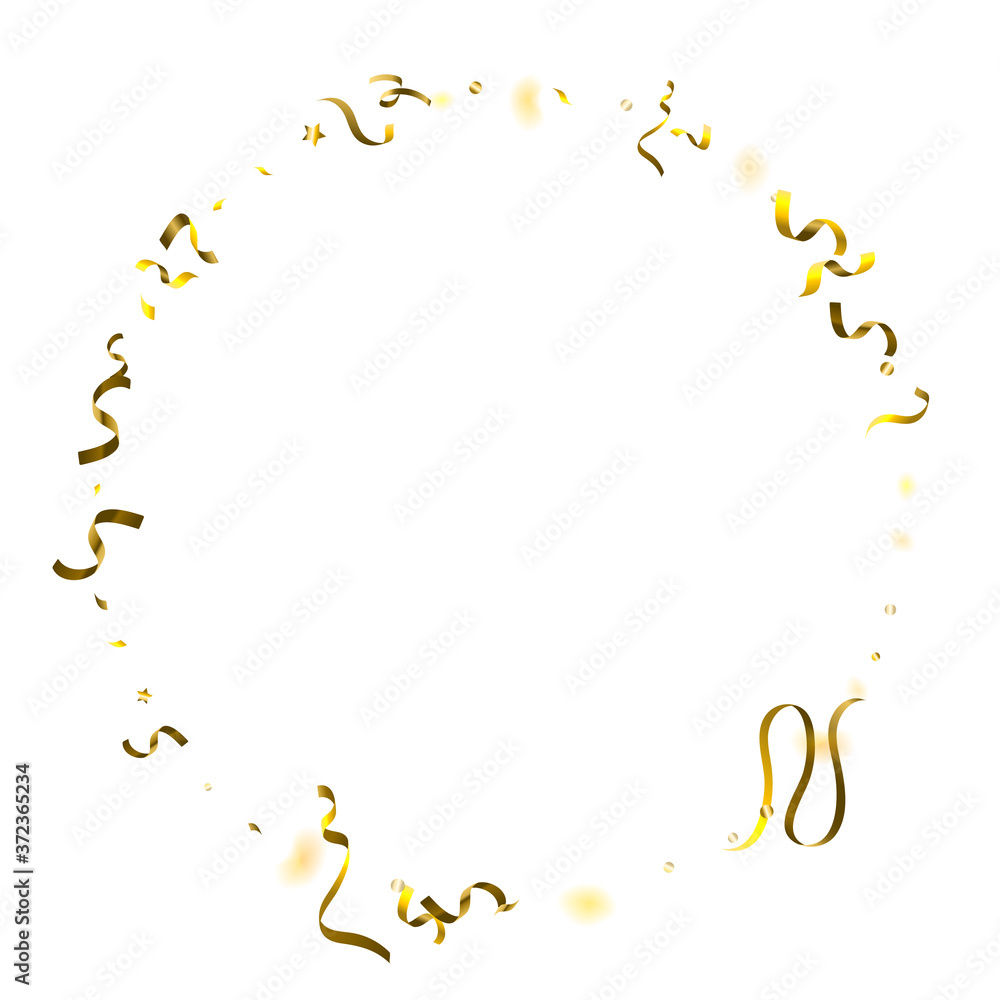 Holiday Serpentine. Gold Foil Streamers Ribbons. Holiday Serpentine. Gold Foil Streamers Ribbons.