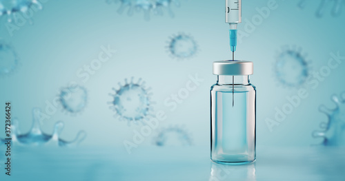 Vaccination or drug concept image with Coronavirus Covid-19 SARS-CoV-2 virus photo
