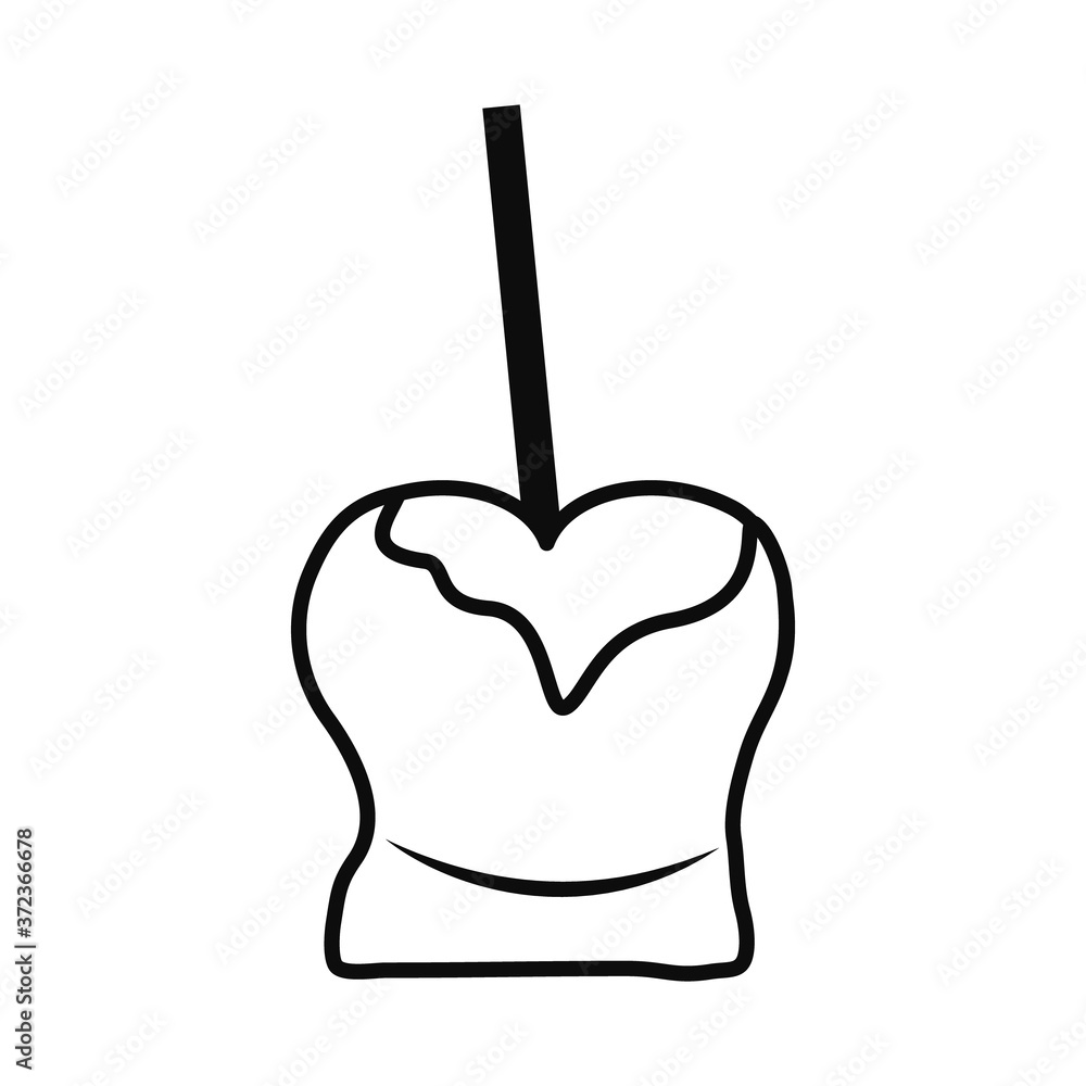 Obraz premium caramel apple icon line style