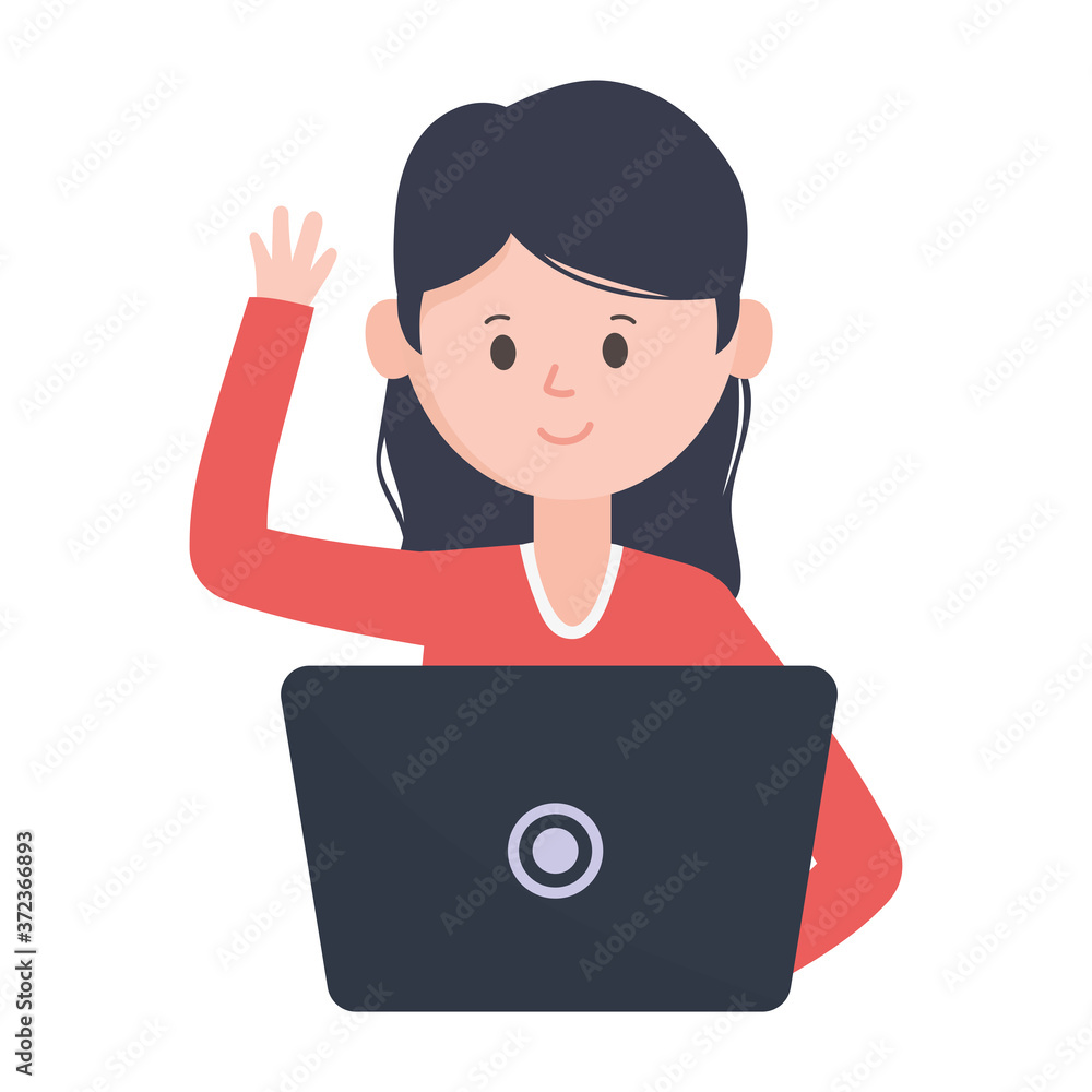 young woman using laptop computer social network isolated on white background young woman using laptop computer social network isolated on white background
