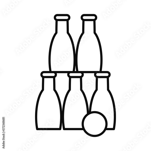 fair game of bottles tower and ball, line style