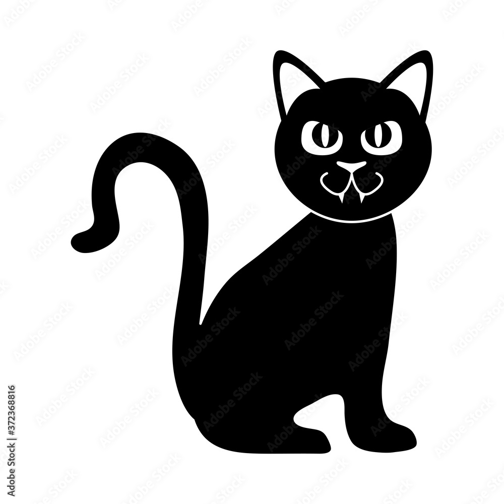 black cat sitting domestic animal silhouette icon black cat sitting domestic animal silhouette icon
