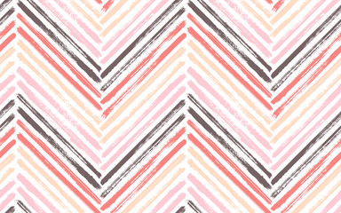 Papier peint photo Chevron patrons Zigzag chevron noir pinceau encre  © SunwArt