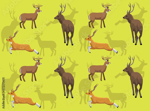 Animal Various Male Deer Vector Illustration Seamless Background-01