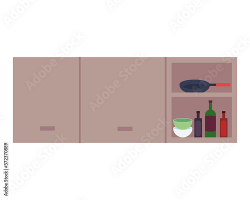 kitchen wooden drawers, on white background vector illustration design