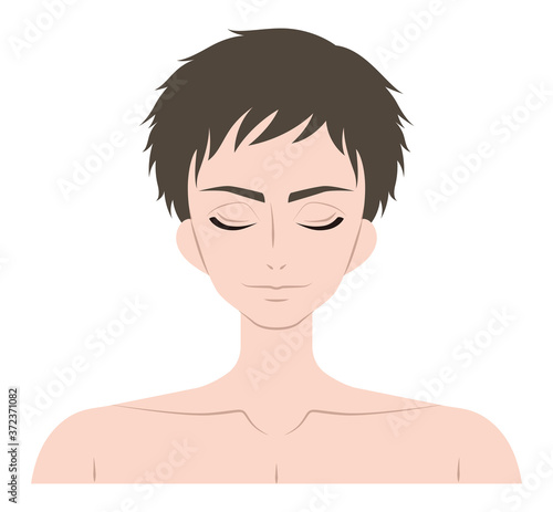 目を閉じている男性の顔
